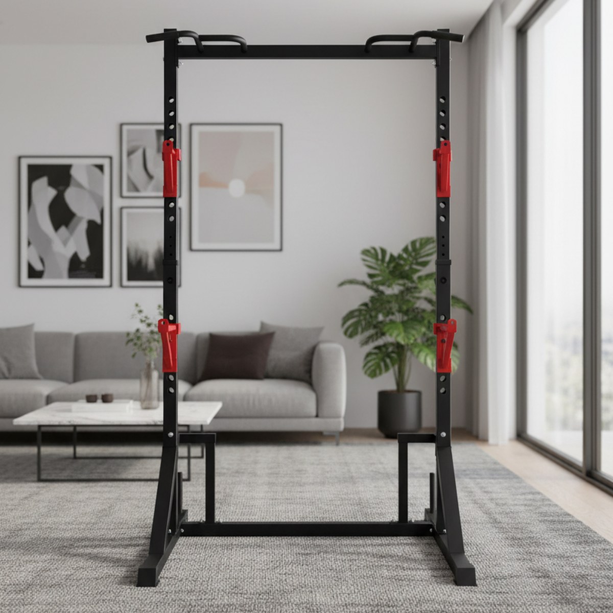 Home Bar And Gym - 調整可能なパワーラック、懸垂バー付きホームジムスクワットスタンド、頑丈なフィットネス機器