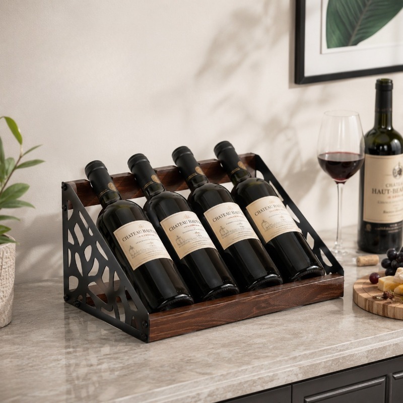 Home Bar Shelves - ホームバー木製ワインラック ワインボトルホルダー レトロ中空鉄製カクテル棚 ディスプレイ ウイスキーショーケーススタンド バーアクセサリー