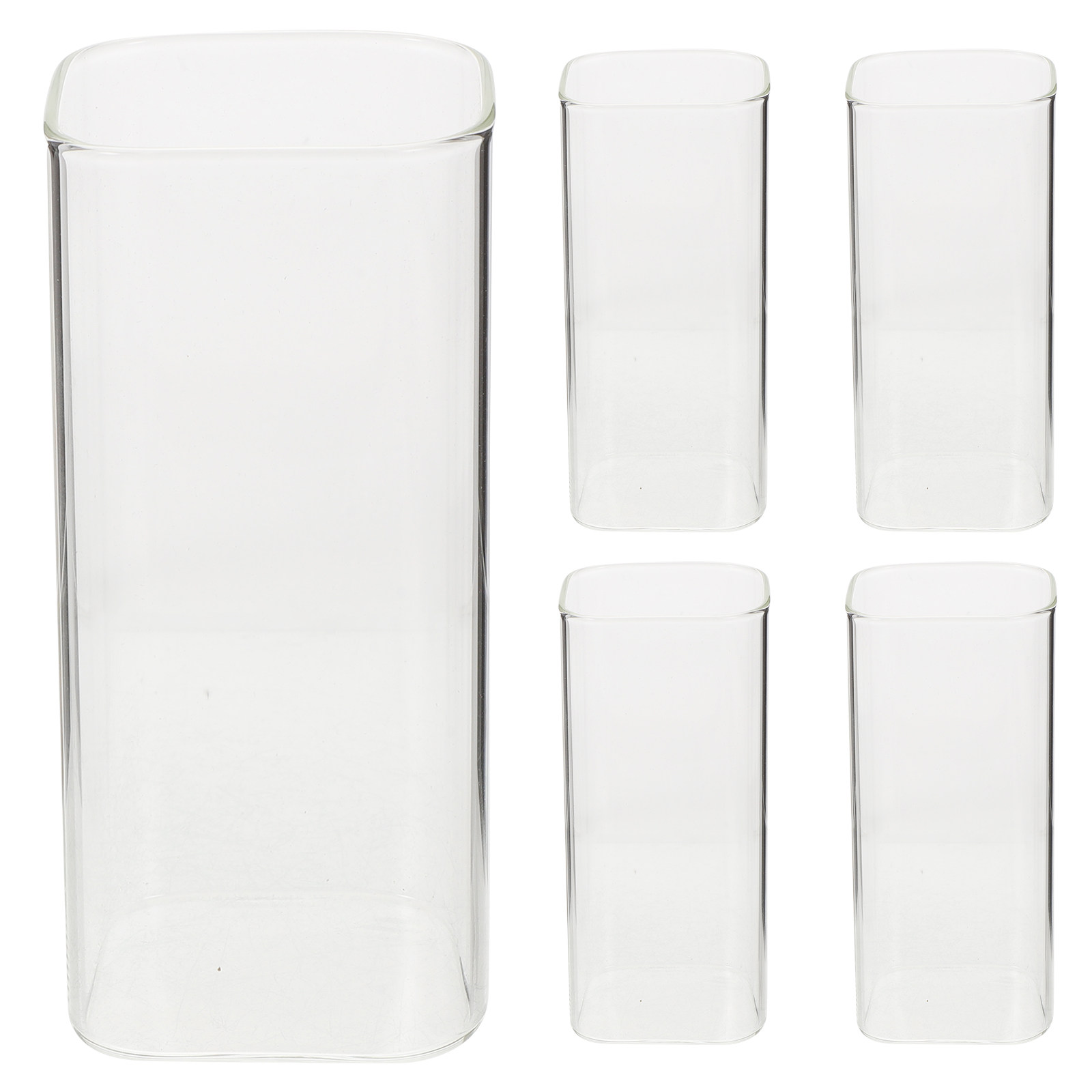 Home Bar Set - 5個入りガラスカップセット プレミアム厚手透明ドリンクカップ 水、牛乳、ジュース、ビール、カクテル、バー、結婚式、パーティー、家庭用