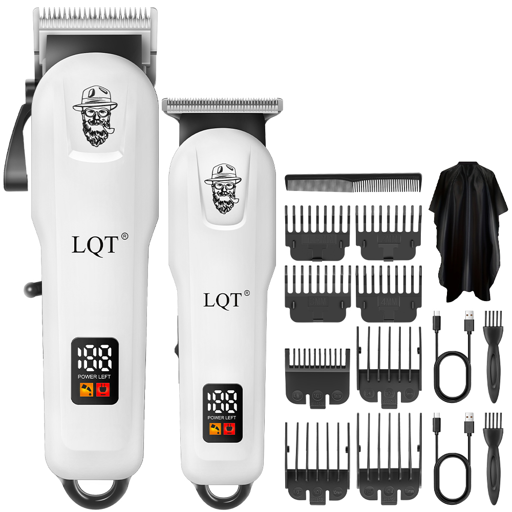 Home Barbershop - LQT 2個入りヘアクリッパーツール、男性用家庭用電動ヘアトリマー、髭トリミングキット、USB充電＆コードレス使用のバリカン