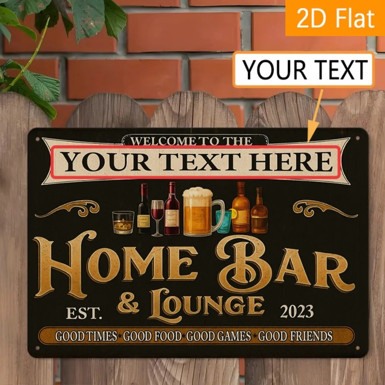 Home Bar Signs - カスタムテキスト ヴィンテージ ホームバー＆ラウンジ メタルサイン パーソナライズされた壁飾り飾り板