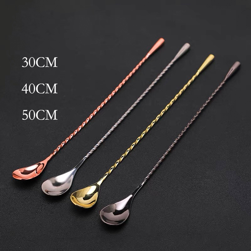 Bar Spoon Twisted - 30 センチメートル/40 センチメートル/50 センチメートルティアドロップカクテルバースプーンミキシングスプーン 304 ステンレス鋼ツイストミキシングかき混ぜスプーンバーツール