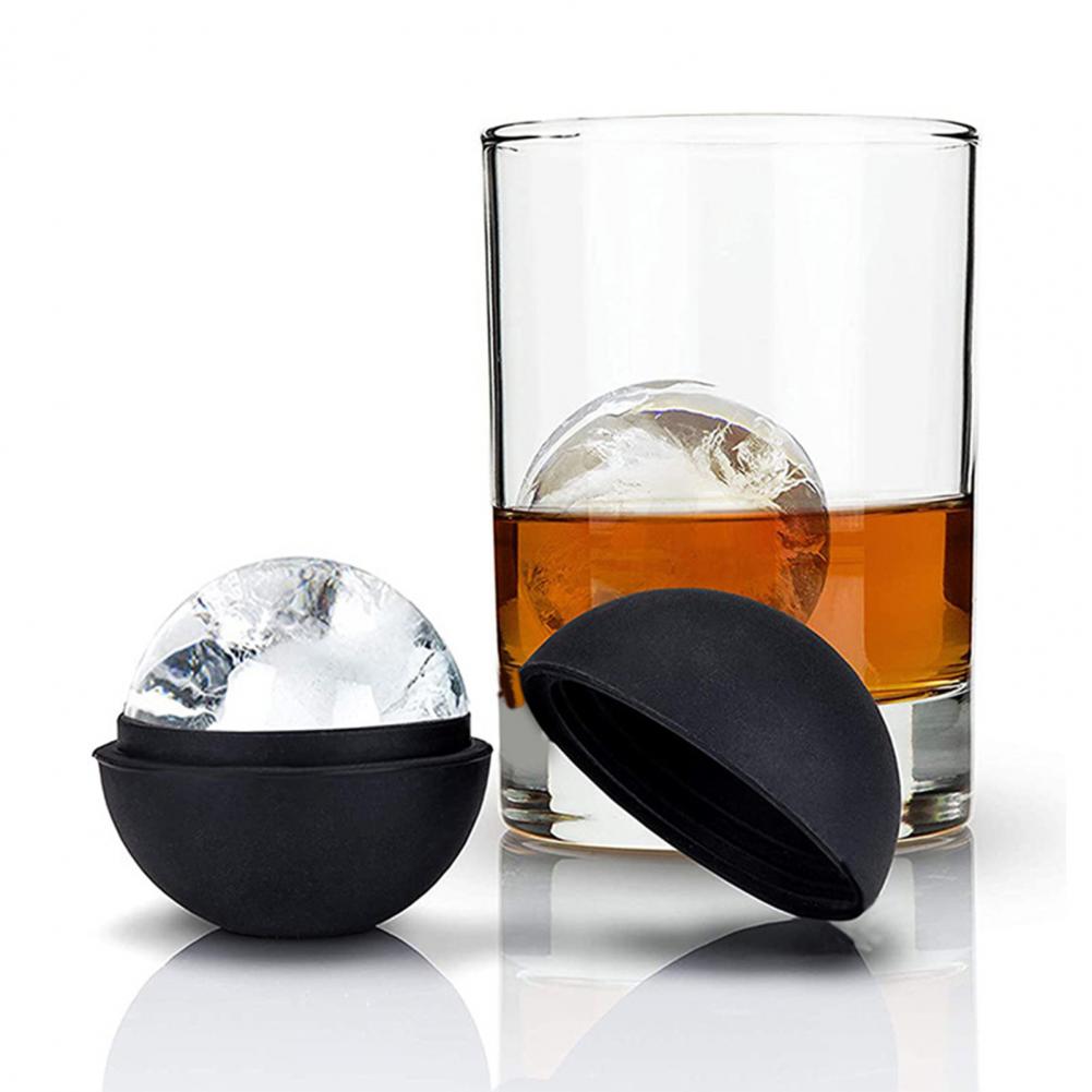 Ice Mold Sphere - 簡単に取り出せるシリコン製球形製氷皿 蓋付き 食品グレードの氷球トレイ ウイスキーやカクテル用 簡単に取り出せる漏れ防止設計