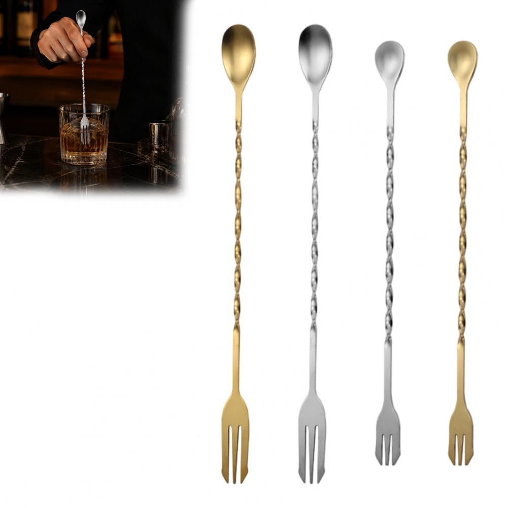 Bar Spoon Twisted - ステンレス製カクテルスプーン、ロングハンドルミキシングスプーン、ステンレス製バースプーン、コーヒー用スパイラルツイストロングハンドル