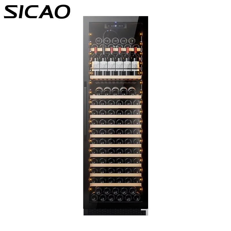 Home Bar And Fridge - 168本収納 ワインクーラー 120V/220V デュアルゾーン 独立型 木製