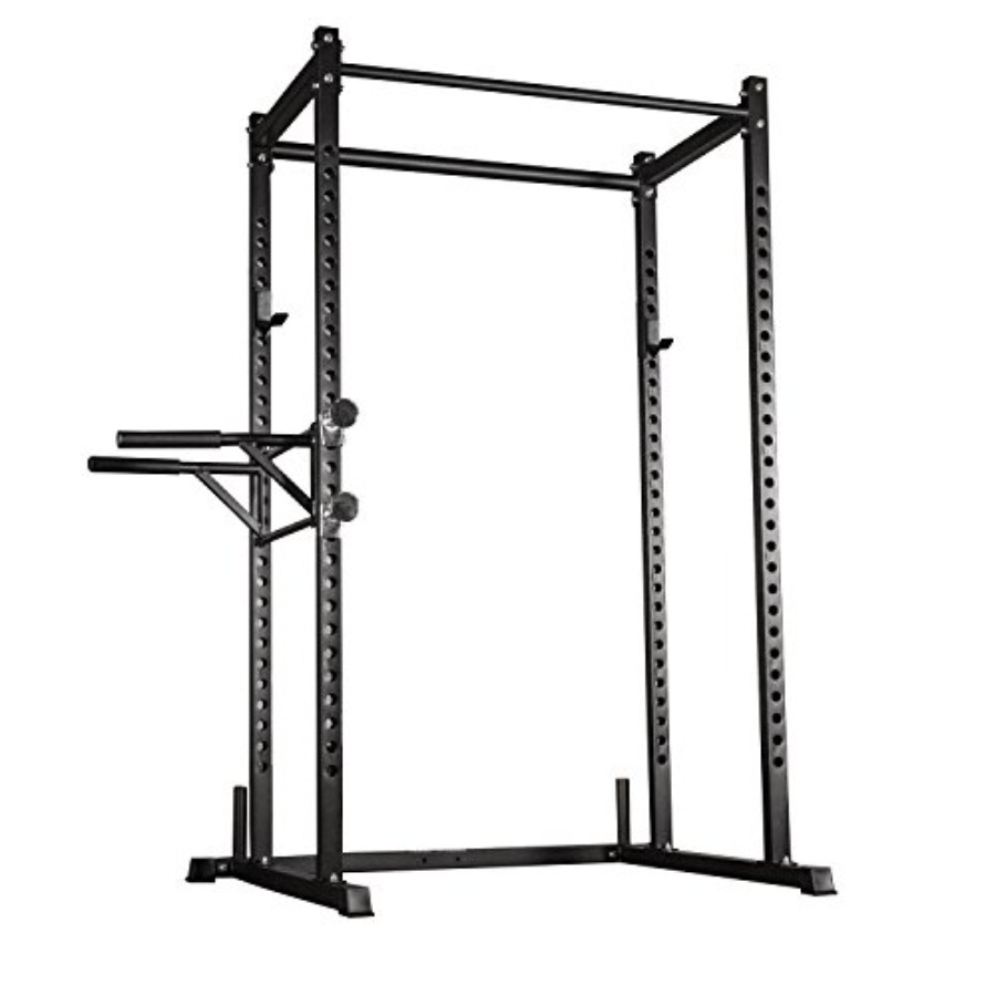 Home Bar And Gym - 筋力トレーニング用ホームジムスクワットケージ：スチール構造、黒色仕上げ、耐荷重700ポンド、マルチグリップ懸垂バー、調整可能J-