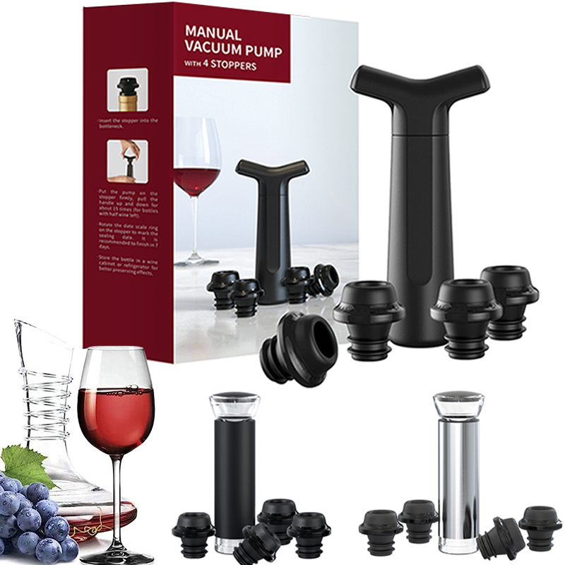 真空ワインストッパー 真空ポンプ手動ワインストッパー 4つの - Wine Preservation Pump のレビューと価格