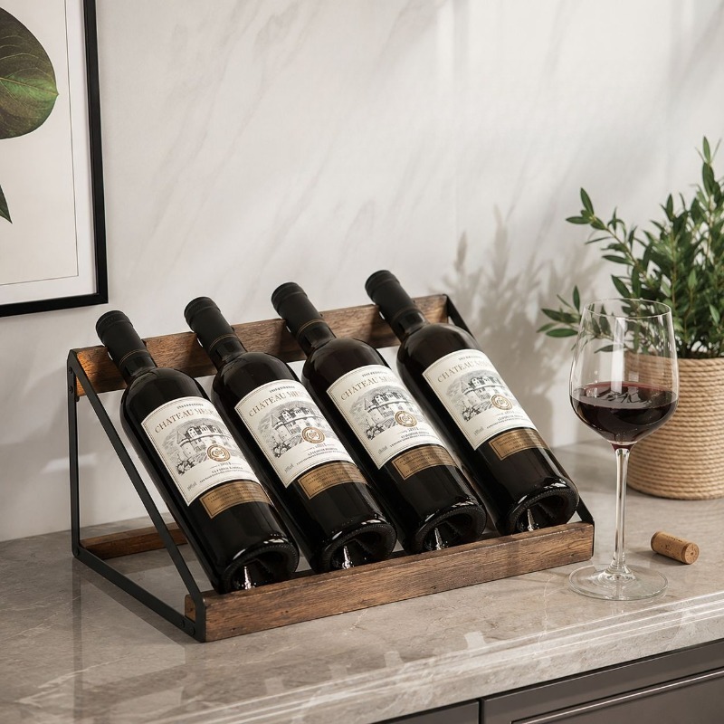 ホームバー木製ワインラック ワインボトルホルダー レトロ中空 - Home Bar Shelves のレビューと価格