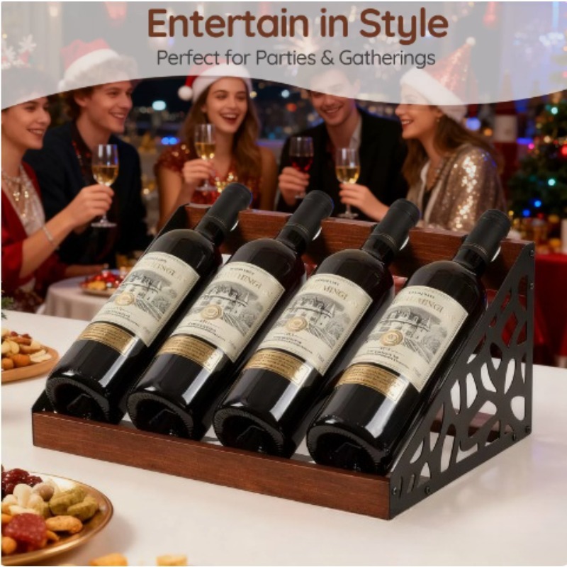 ホームバー木製ワインラック ワインボトルホルダー レトロ中空 - Home Bar Shelves のレビューと価格
