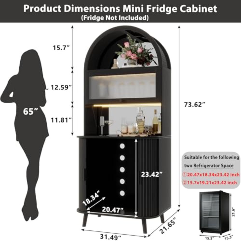 ワイン冷蔵庫キャビネット、収納付きハイバーキャビネット、ブラ - Home Bar And Fridge のレビューと価格