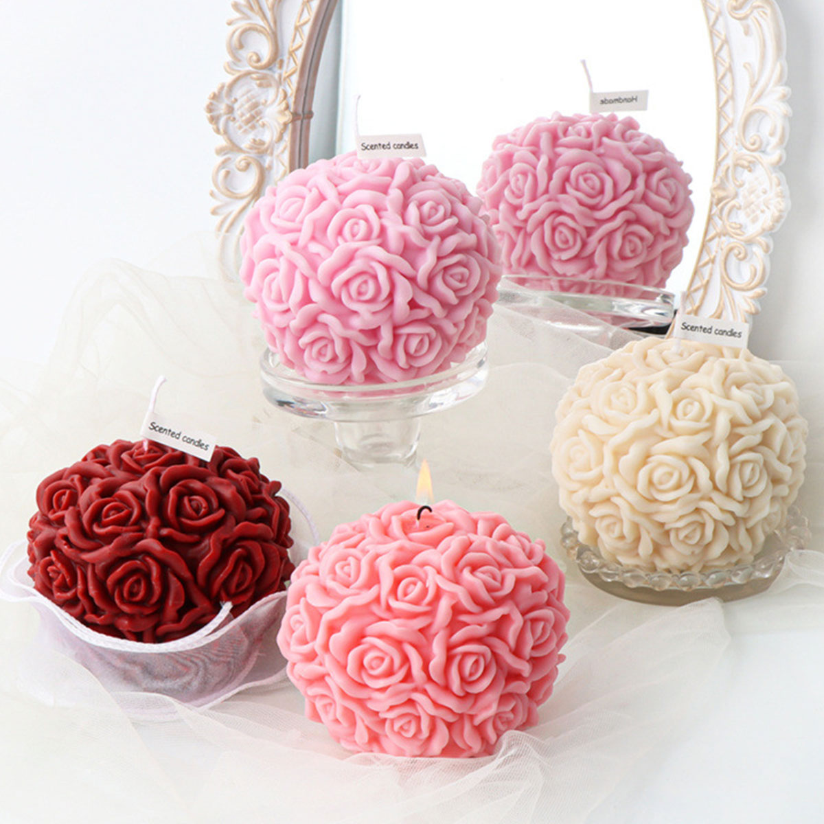 バラと花の形をしたシリコンモールド,マルチサイズ,サマーアイ - Ice Mold Sphere のレビューと価格