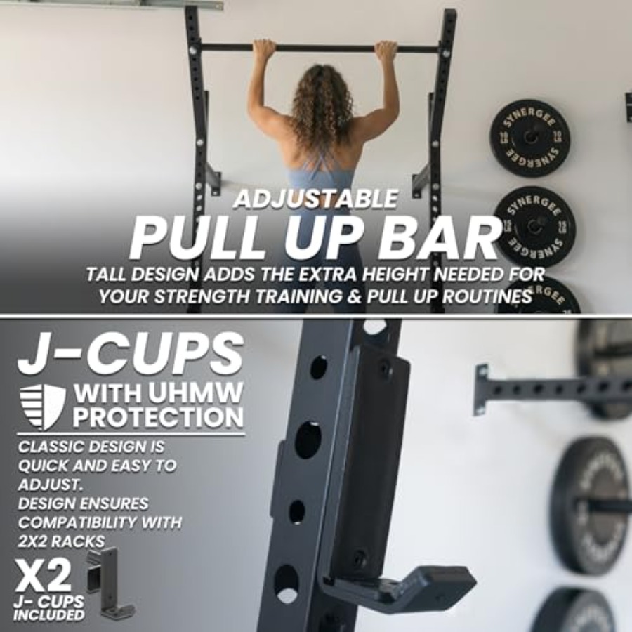 家庭用ジム向け壁掛けスクワットラック、スチール製、黒仕上げ、 - Home Bar And Gym のレビューと価格