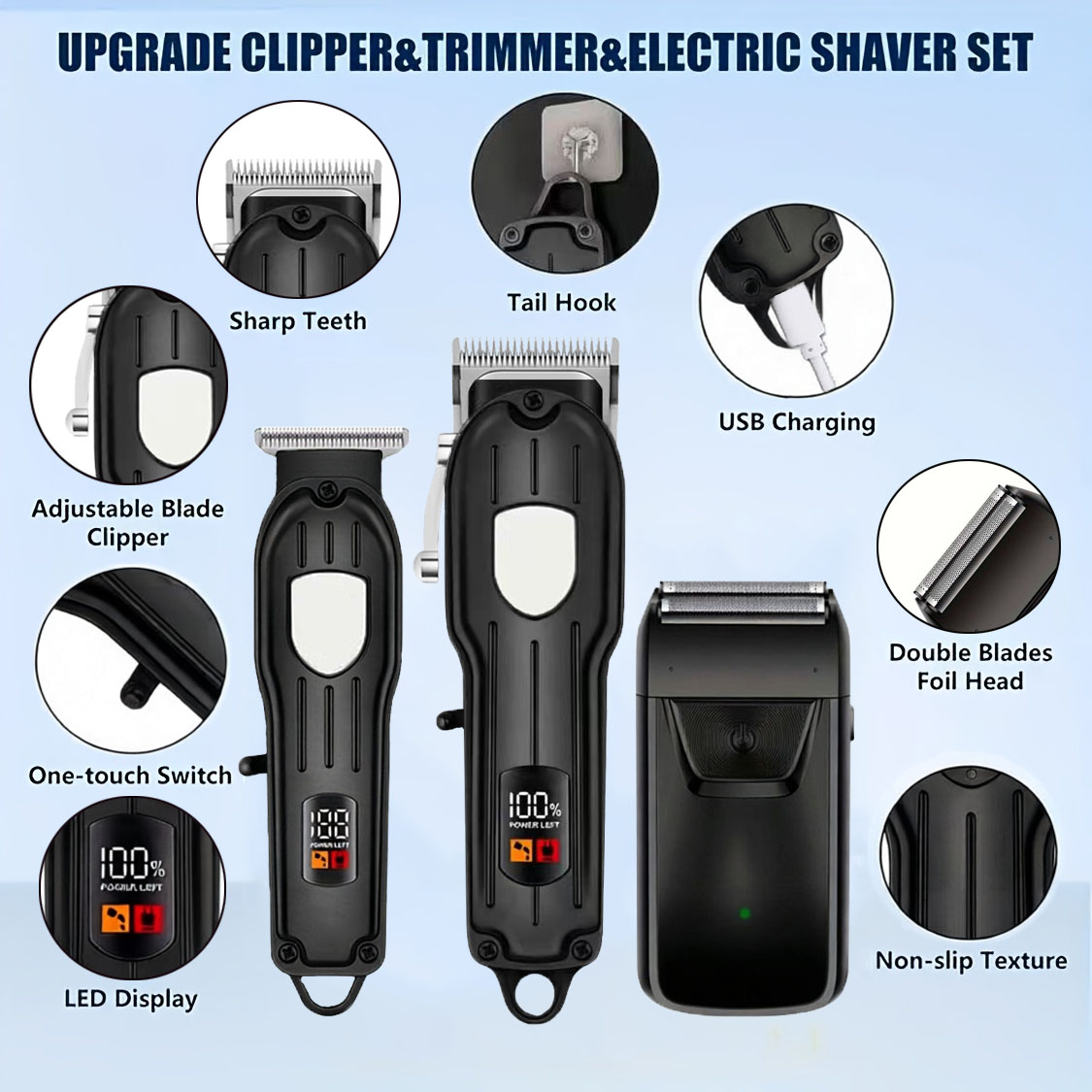 プロ仕様の充電式ヘアクリッパー、ヘアトリマー、8種類のアタッ - Home Barbershop のレビューと価格
