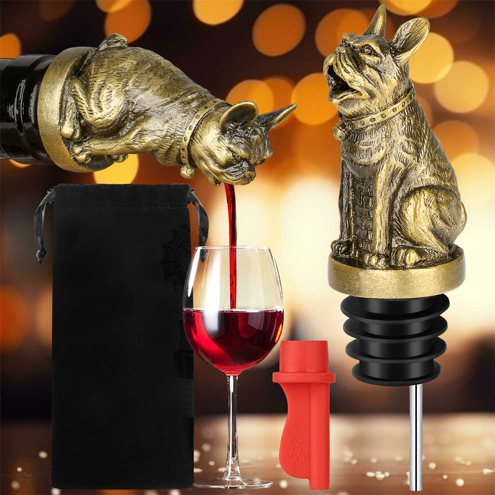 フレンチブルドッグワインボトルストッパー、かわいいシャンパン - Wine Preservation Pump のレビューと価格