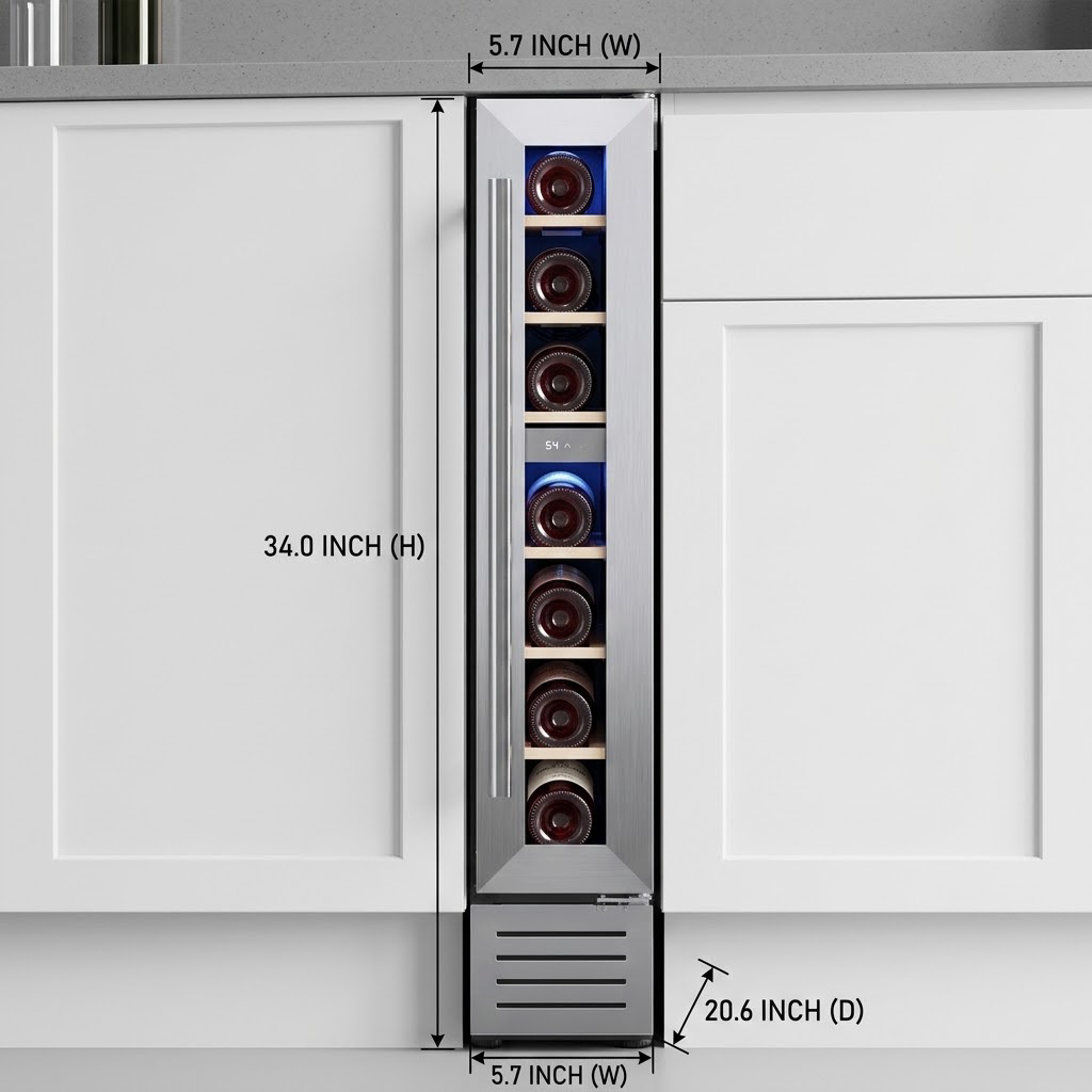 7本用ミニワインクーラー冷蔵庫 5.7インチ自立型ビルトイン - Home Bar And Fridge のレビューと価格