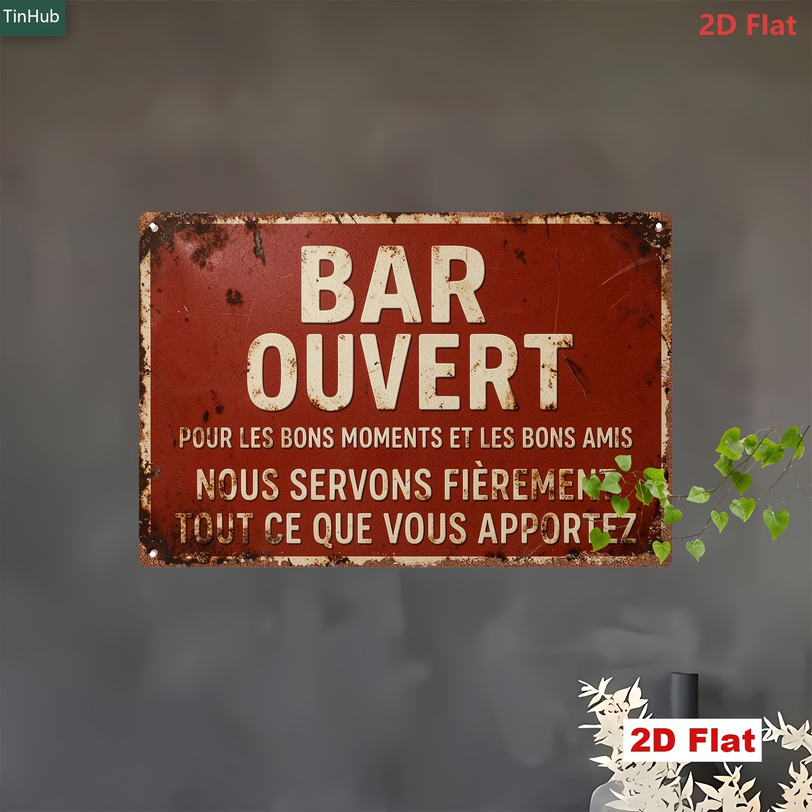 2Dメタルサイン フレンチヴィンテージ ウォールデコレーショ - Home Bar And Restaurant のレビューと価格
